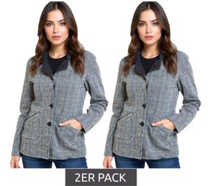 2-pack Women's Short Coat, Sustainable Autumn Coat, Checked Autumn Jacket, 922470 Dark Gray