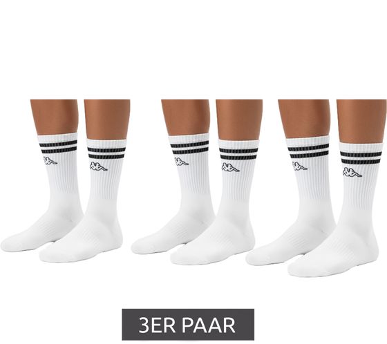 3 paia di calzini da tennis Kappa, calzini in cotone con stampa del marchio, calzini per tutti i giorni, 371E7JW A00 Bianco