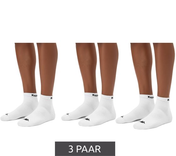 3 Pairs of Kappa Sports Socks, Cotton Sneaker Socks with Logo, 38937 White