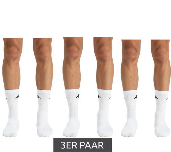 Lot de 3 paires de chaussettes basses Kappa en coton avec logo, pour un usage quotidien, 304M5N0 923 Blanc