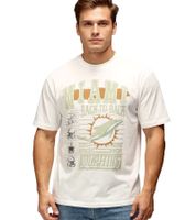 RE:COVERED X NFL Miami Dolphins Herren T-Shirt mit Front-Print Baumwoll-Shirt RCNFL Ecru-Weiß oder Batik Blau