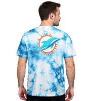 RE:COVERED X NFL Miami Dolphins Herren T-Shirt mit Front-Print Baumwoll-Shirt RCNFL Ecru-Weiß oder Batik Blau