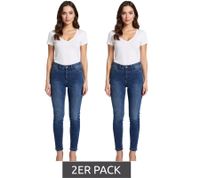 2er Sparpack Damen Jeans-Hose enganliegende Denim Jeans im 4-Pocket-Style mit Dehnbund 956723 Blau