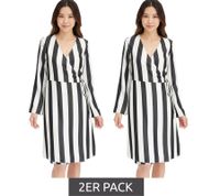 2-pack of beautiful striped dresses for women, wrap dress with V-neck, mini dress 978829, black/white