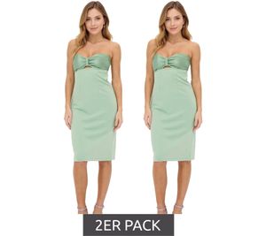 Lot de 2 mini-robes femme épaules dénudées, robe bandeau ajustée avec découpes, 941431 Vert Lot de 2 mini-robes femme épaules dénudées, robe bandeau ajustée avec découpes, 941431 Vert
