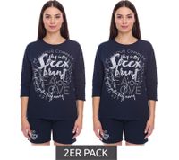 2er Sparpack SOCCX Damen Oversized Sweatshirt mit Rundhals-Ausschnitt Alltags-Pulli SCU-2100-3772 Blau