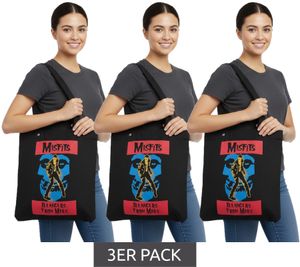 Sac cabas MISFITS Teenagers from Mars Punk Rock Band, sac bandoulière réversible pour femme et homme, LT114889MISO, 35 x 32 cm, noir/multicolore Sac cabas MISFITS Teenagers from Mars Punk Rock Band, sac bandoulière réversible pour femme et homme, LT114889MISO, 35 x 32 cm, noir/multicolore
