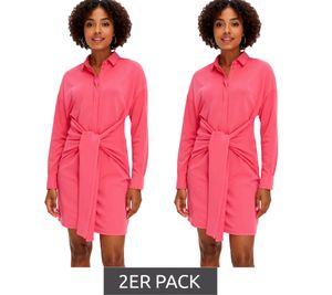 Confezione da 2 eleganti miniabiti da donna, abiti estivi con colletto a camicia e maniche a pipistrello, 934479 Rosa Confezione da 2 eleganti miniabiti da donna, abiti estivi con colletto a camicia e maniche a pipistrello, 934479 Rosa