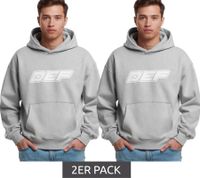 2-pack DEF MERCH Men's Hoodie with Kangaroo Pocket and Large Souvenir Microchip Print, Gray