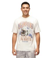 RE:COVERED X NFL New England Patriots Herren T-Shirt mit verschiedenen Prints Baumwoll-Shirt Weiß, Blau, Grau, Bunt