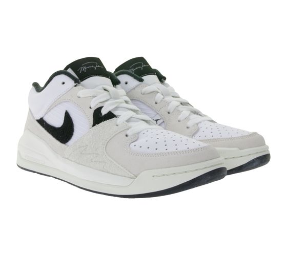NIKE Air Jordan Stadium 90 SE Men's Mid-Top Basketball-Inspired Sneakers Made of Genuine Leather and Airy Ripstop FD6424 100 Beige/White