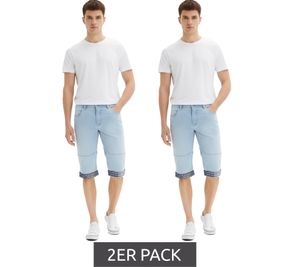 Confezione da 2 bermuda lunghi da uomo in denim, cotone con risvolto fisso, shorts sostenibili, 918735 azzurro Confezione da 2 bermuda lunghi da uomo in denim, cotone con risvolto fisso, shorts sostenibili, 918735 azzurro