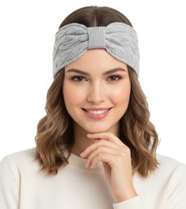 ZWILLINGSHERZ Knitted Headband, Cashmere Headband, Headwear with Knot, Winter Headband, Accessory, 8007 Light Gray ZWILLINGSHERZ Knitted Headband, Cashmere Headband, Headwear with Knot, Winter Headband, Accessory, 8007 Light Gray