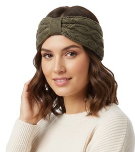ZWILLINGSHERZ Knitted Headband, Cashmere Headband, Headwear, Chunky Knit, Winter Headband, Accessory, 8007 Olive Green ZWILLINGSHERZ Knitted Headband, Cashmere Headband, Headwear, Chunky Knit, Winter Headband, Accessory, 8007 Olive Green