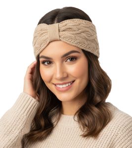 ZWILLINGSHERZ Knitted Headband, Cashmere Headband, Headwear, Chunky Knit, Winter Headband, Accessory, 8007 Light Beige ZWILLINGSHERZ Knitted Headband, Cashmere Headband, Headwear, Chunky Knit, Winter Headband, Accessory, 8007 Light Beige