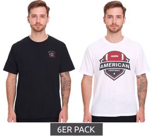 Confezione da 6 T-shirt basic in cotone da uomo U.S. SPORT AMERICA, girocollo, manica corta, nero/bianco