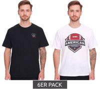 6-Pack U.S. SPORT AMERICA Men's Basic Cotton T-Shirt, Crew Neck, Short Sleeve, Black/White
