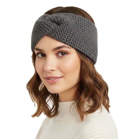 ZWILLINGSHERZ Strick-Stirnband Stirnband mit Wolle Kopfbedeckung Grobstrick Winter-Stirnband Accessoire 8007 Dunkelgrau