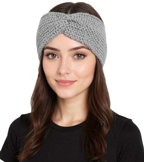 ZWILLINGSHERZ Strick-Stirnband Stirnband mit Wolle Kopfbedeckung Grobstrick Winter-Stirnband Accessoire 8007 Hellgrau