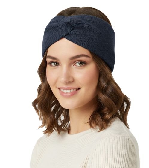 ZWILLINGSHERZ Strick-Stirnband Woll-Stirnband Kopfbedeckung Feinstrick Winter-Stirnband Accessoire 8007 Dunkelblau/ Jeans-Blau