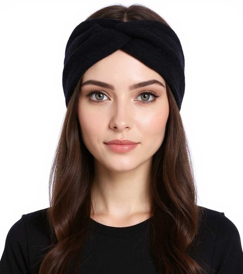 ZWILLINGSHERZ Strick-Stirnband Woll-Stirnband Kopfbedeckung Feinstrick Winter-Stirnband Accessoire 8007 Dunkelblau/Navy
