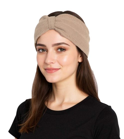 ZWILLINGSHERZ Strick-Stirnband Kaschmir-Stirnband Kopfbedeckung Feinstrick Winter-Stirnband Accessoire 8007 Beige