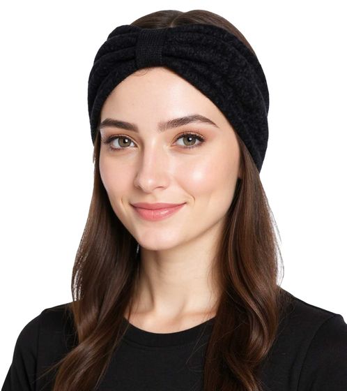 ZWILLINGSHERZ Strick-Stirnband Woll-Stirnband Kopfbedeckung Grobstrick Winter-Stirnband Accessoire 8007 Schwarz