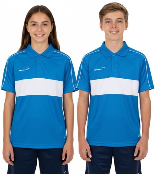 Polo enfant PENALTY Polo Matis Jr en matière DRY ON à séchage rapide. T-shirt de sport 310703-6041 Bleu/Blanc Polo enfant PENALTY Polo Matis Jr en matière DRY ON à séchage rapide. T-shirt de sport 310703-6041 Bleu/Blanc