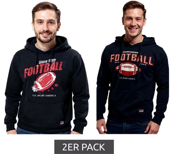 Sweat à capuche U.S. SPORT AMERICA pour homme, motif football, pull en coton, sweat à capuche décontracté, noir ou bleu foncé Sweat à capuche U.S. SPORT AMERICA pour homme, motif football, pull en coton, sweat à capuche décontracté, noir ou bleu foncé