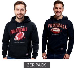 Felpa con cappuccio da uomo U.S. SPORT AMERICA con motivo a football, pullover in cotone, felpa casual, in nero o blu scuro Felpa con cappuccio da uomo U.S. SPORT AMERICA con motivo a football, pullover in cotone, felpa casual, in nero o blu scuro