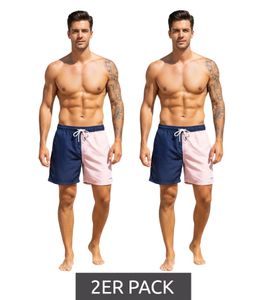 2er Sparpack Pierre Cardin Herren Schwimm-Hose Badehose stylische Schwimm-Shorts LA205027 Navy/Rosa