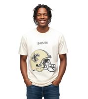 T-shirt homme RE:COVERED X NFL, logo des Saints de la Nouvelle-Orléans, col rond, en coton, gris ou beige T-shirt homme RE:COVERED X NFL, logo des Saints de la Nouvelle-Orléans, col rond, en coton, gris ou beige