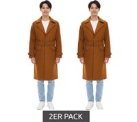 Confezione da 2 cappotti in misto lana da uomo, giacca autunnale con cintura, maniche lunghe, giacca invernale con bottoni, 936768 marrone Confezione da 2 cappotti in misto lana da uomo, giacca autunnale con cintura, maniche lunghe, giacca invernale con bottoni, 936768 marrone