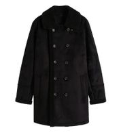 Lot de 2 manteaux femme avec col en fourrure, veste en simili-agneau, parka d'automne, 939077, noir Lot de 2 manteaux femme avec col en fourrure, veste en simili-agneau, parka d'automne, 939077, noir