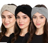 ZWILLINGSHERZ Knitted Headband, Wool Headband, Chunky Knit Winter Headband, Accessory 8007 Light Gray, Light Beige, or Black