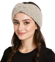 ZWILLINGSHERZ Knitted Headband, Wool Headband, Chunky Knit Winter Headband, Accessory 8007 Light Gray, Light Beige, or Black