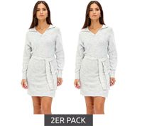 Lot de 2 robes en maille pour femme, mini-robe à col polo, manches longues en coton, 917467 Gris Lot de 2 robes en maille pour femme, mini-robe à col polo, manches longues en coton, 917467 Gris