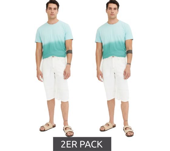 Paquete de 2 bermudas vaqueras modernas para hombre con costuras decorativas, de algodón, 928796, blancas Paquete de 2 bermudas vaqueras modernas para hombre con costuras decorativas, de algodón, 928796, blancas