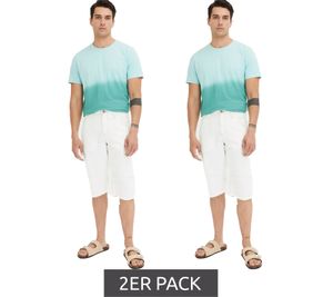 Paquete de 2 bermudas vaqueras modernas para hombre con costuras decorativas, de algodón, 928796, blancas Paquete de 2 bermudas vaqueras modernas para hombre con costuras decorativas, de algodón, 928796, blancas