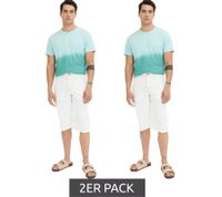 Paquete de 2 bermudas vaqueras modernas para hombre con costuras decorativas, de algodón, 928796, blancas Paquete de 2 bermudas vaqueras modernas para hombre con costuras decorativas, de algodón, 928796, blancas