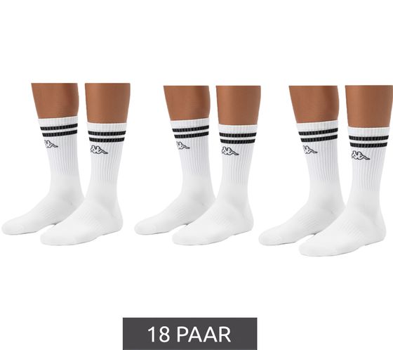 18 paia di calzini da tennis Kappa, in cotone con stampa del marchio, adatti a tutti i giorni, 371E7JW A00, bianchi 18 paia di calzini da tennis Kappa, in cotone con stampa del marchio, adatti a tutti i giorni, 371E7JW A00, bianchi