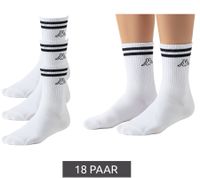 18 Paar Kappa Tennis-Socken Baumwoll-Strümpfe mit Markendruck Alltags-Socken 371E7JW A00 Weiß