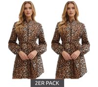 Confezione da 2 abiti blusa da donna, abito midi con stampa leopardata, abito chemisier 974466 Marrone/Nero Confezione da 2 abiti blusa da donna, abito midi con stampa leopardata, abito chemisier 974466 Marrone/Nero