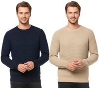 Suéter de punto JACK & JONES JJEATLAS para hombre con diseño estructurado, jersey de algodón, cuello redondo, 12212816, beige o azul oscuro Suéter de punto JACK & JONES JJEATLAS para hombre con diseño estructurado, jersey de algodón, cuello redondo, 12212816, beige o azul oscuro