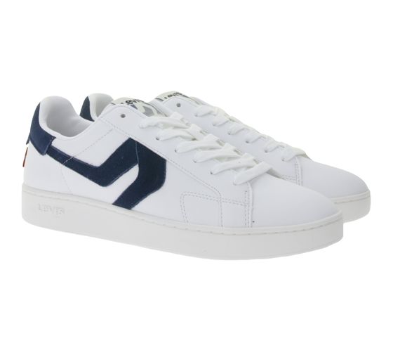 LEVI´S Swift Herren Freizeit-Sneaker aus Echtleder Turnschuhe im Leder-Overlay-Look Schnür-Schuhe 235658-846N Weiß/Navy