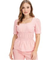 Lot de 3 chemisiers en coton à manches bouffantes, haut d'été et chemise à manches courtes pour femme, 963325 Rose Lot de 3 chemisiers en coton à manches bouffantes, haut d'été et chemise à manches courtes pour femme, 963325 Rose