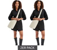 2er Sparpack modisches Damen Mini-Kleid mit Hemdkragen Langarm-Kleid 932396 Schwarz 2er Sparpack modisches Damen Mini-Kleid mit Hemdkragen Langarm-Kleid 932396 Schwarz