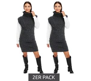 2-Pack Women's Knit Dress with Turtleneck in Cable Knit, 964128 Gray 2-Pack Women's Knit Dress with Turtleneck in Cable Knit, 964128 Gray