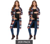 2-pack 2-in-1 checkered women's coat, maternity wear, pregnancy jacket, sustainable jacket 943562 Blue/Red/Beige 2-pack 2-in-1 checkered women's coat, maternity wear, pregnancy jacket, sustainable jacket 943562 Blue/Red/Beige