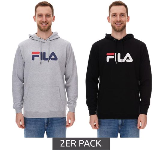 2-Pack Value Pack: FILA Barumini Hoodie Men's Hooded Pullover Sweater Cotton Sweatshirt FAU0068 Black or Gray 2-Pack Value Pack: FILA Barumini Hoodie Men's Hooded Pullover Sweater Cotton Sweatshirt FAU0068 Black or Gray